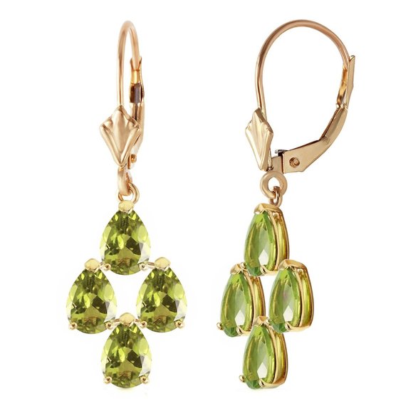 14K. SOLID GOLD LEVERBACK EARRING WITH PERIDOTS - Picture 3 of 5